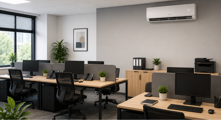 Unité murale de climatisation dans un bureau individuel